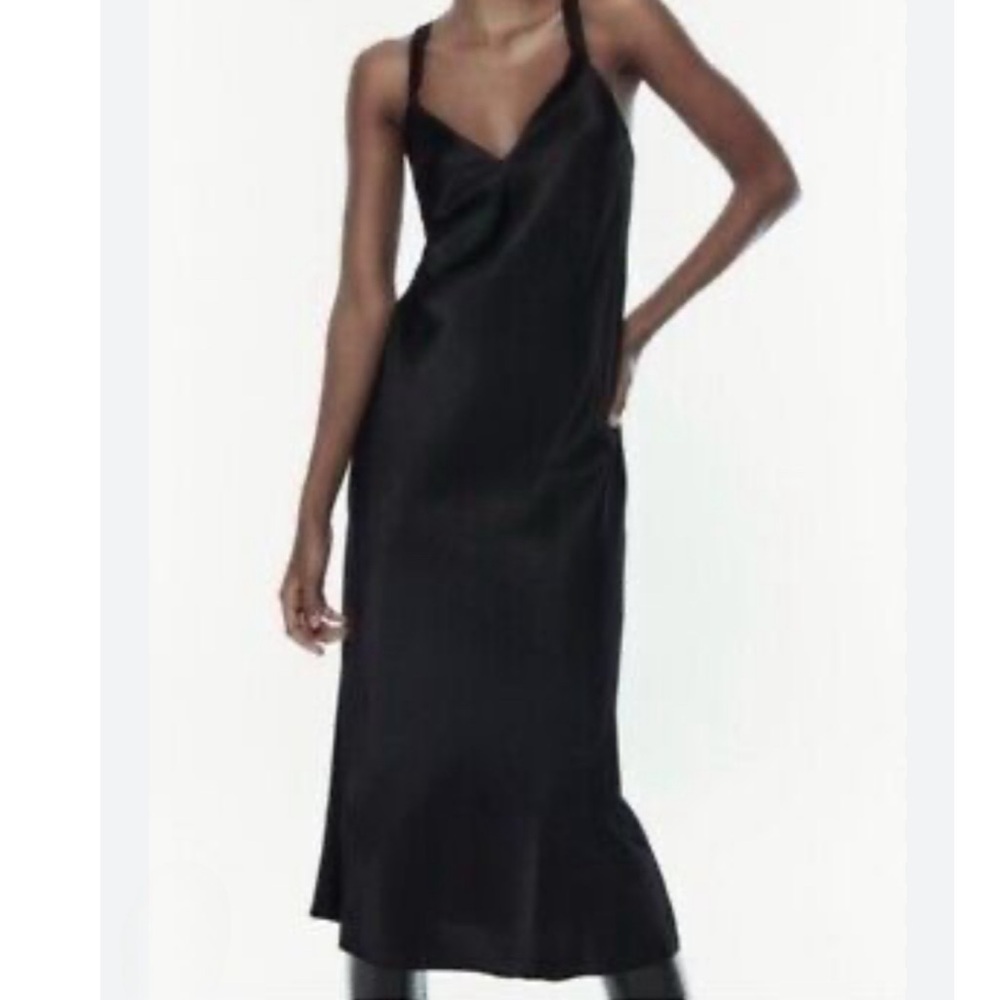 Zara Black Satin Dress